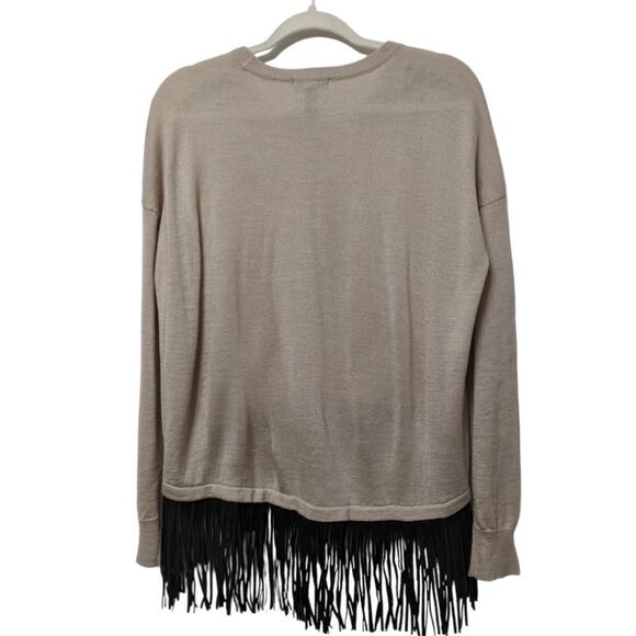 AQUA Wool Blend Fringe Oversized Sweater S - Picture 5 of 6